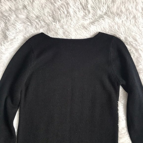 Black Long Sleeve Long Sweater Knit Dress - Picture 2 of 4